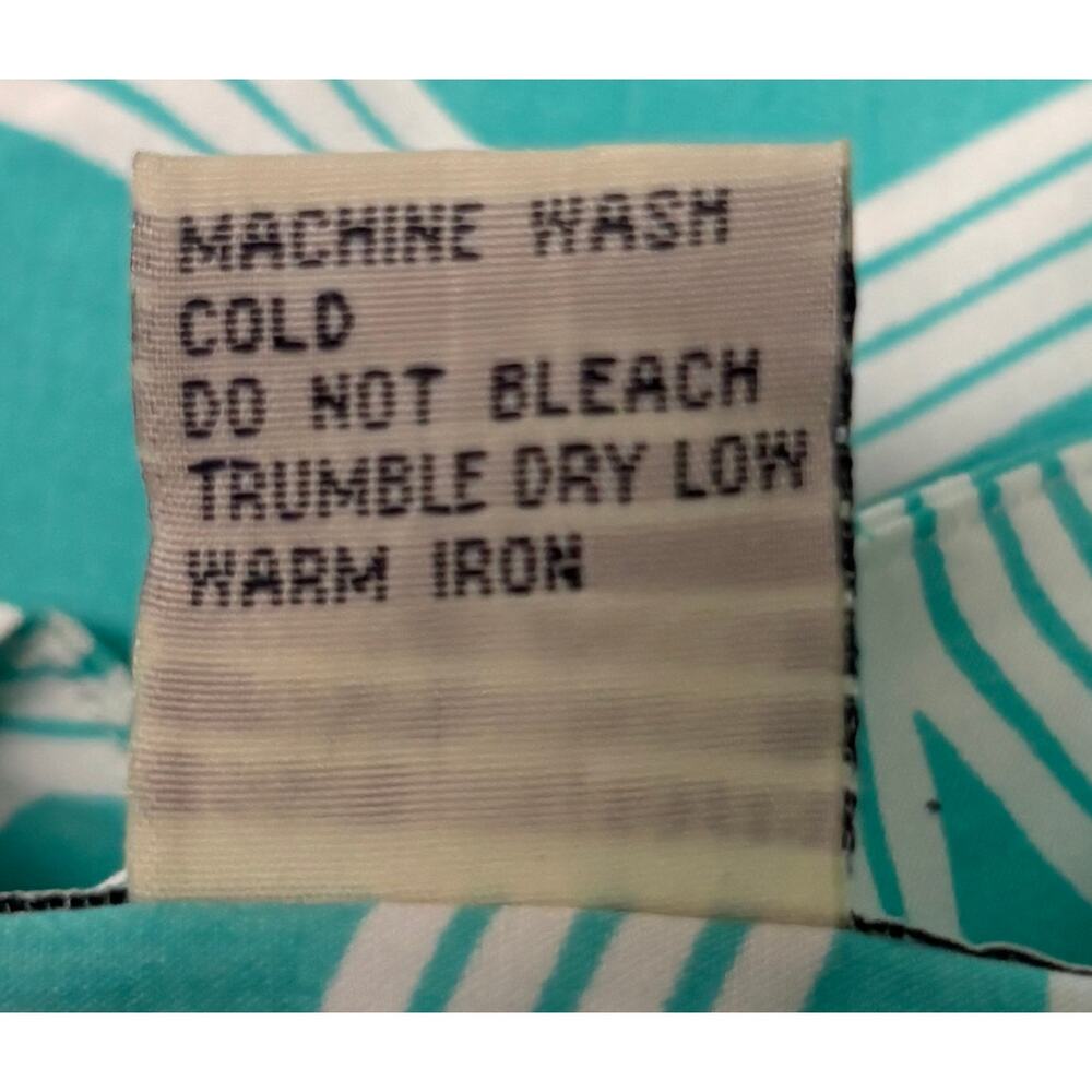 Avanti Hawaiian Shirt Women Medium Teal White Wave Button Short Sleeve New - Picture 7 of 7